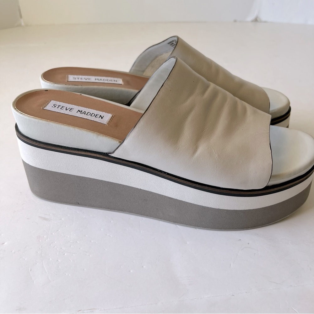Steve Madden Leather Platform Slides Size 9 - image 7